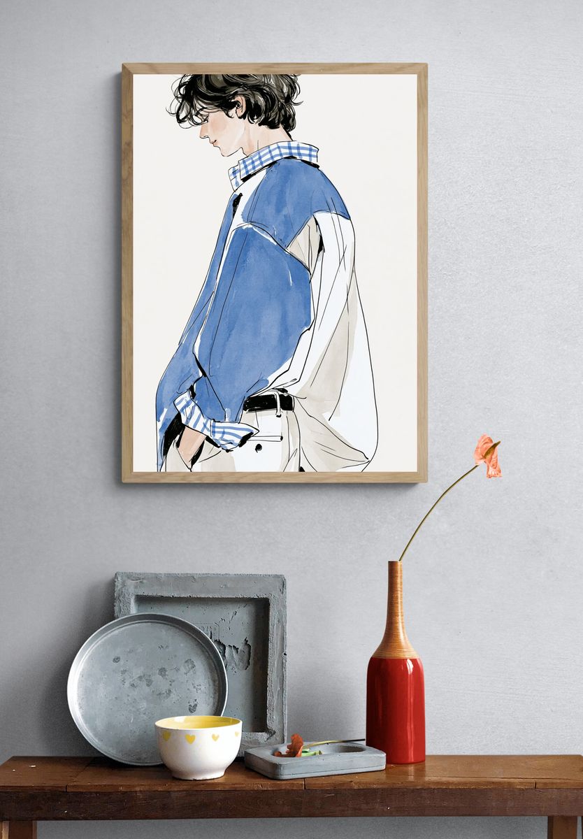 Fashion Figure Watercolor Print. — room view 3