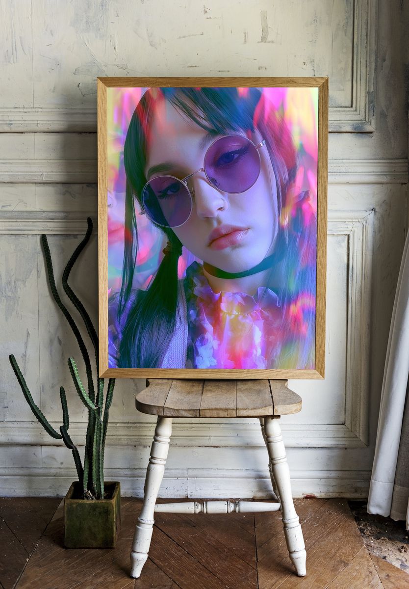 Neon Portrait Fashion Poster. room preview