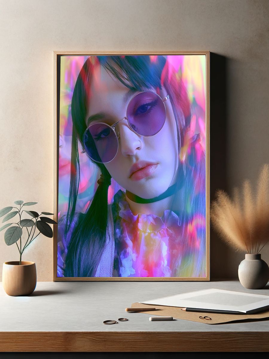 Neon Portrait Fashion Poster. — room view 2