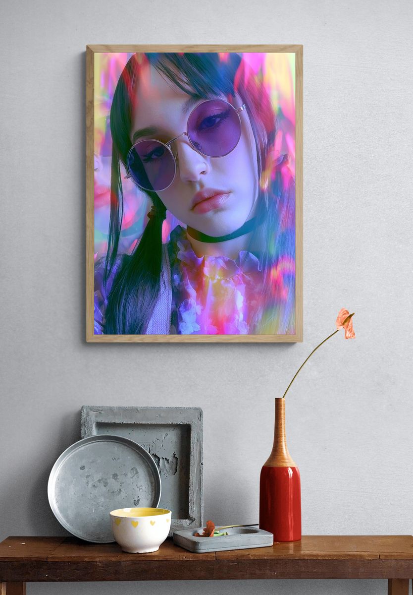 Neon Portrait Fashion Poster. — room view 3