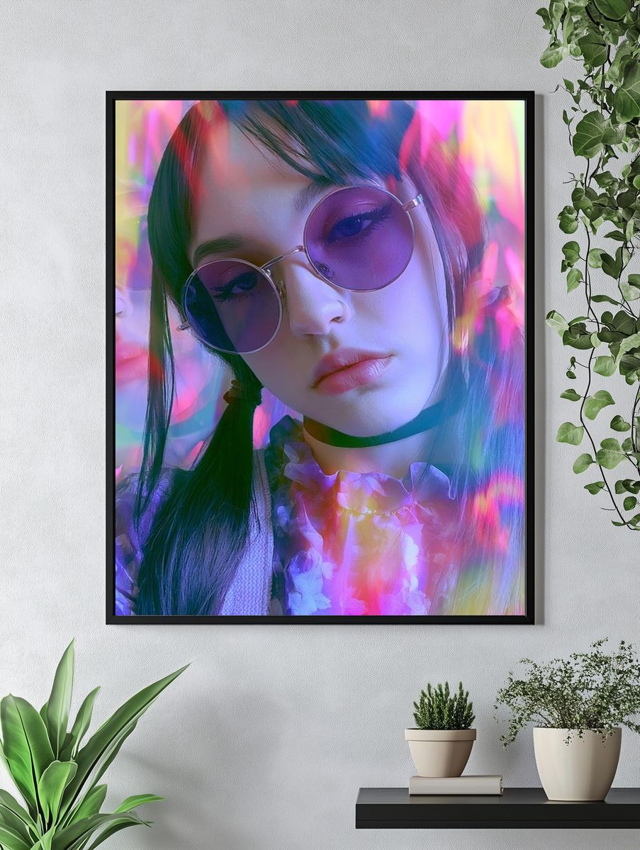 Neon Portrait Fashion Poster. — room view 4