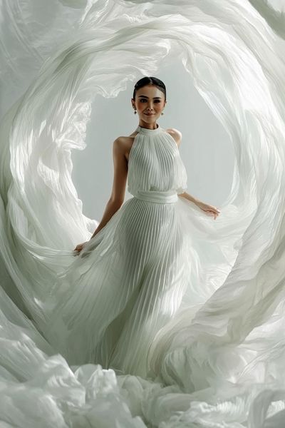 Elegant White Dress Portrait Print.