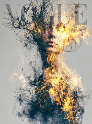 Vogue Fire Portrait Print. poster — fashion art
