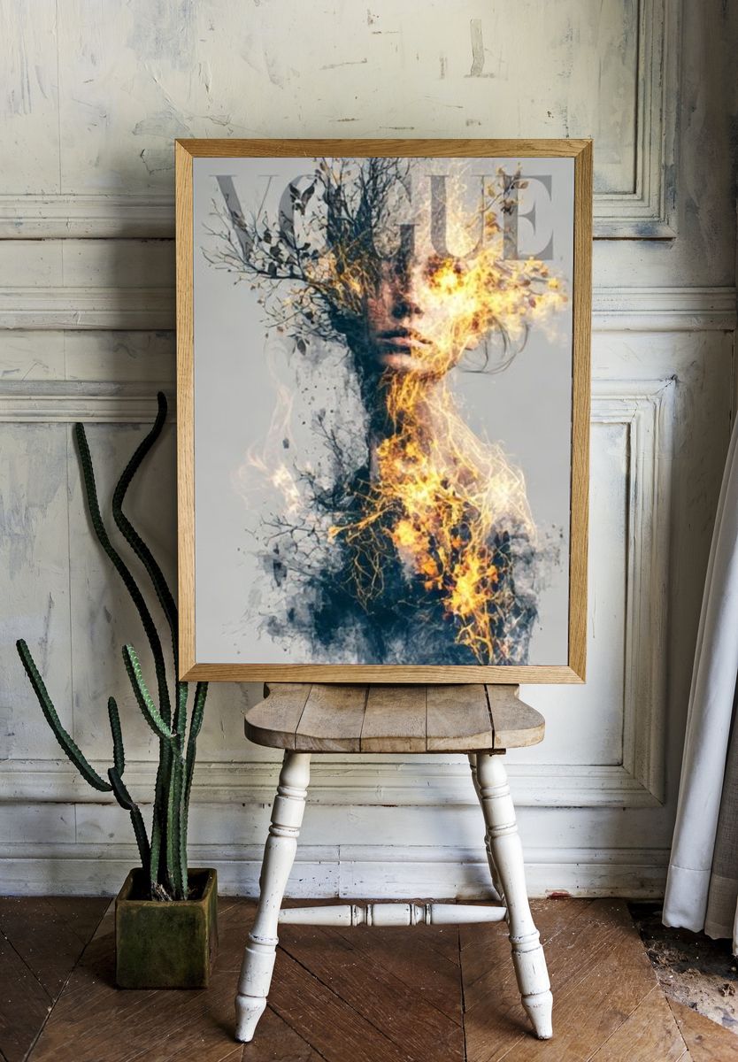 Vogue Fire Portrait Print. room preview