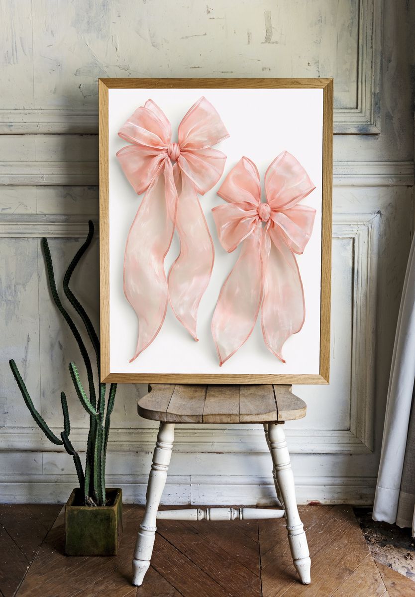 Blush Organza Bow Print. — room view 1