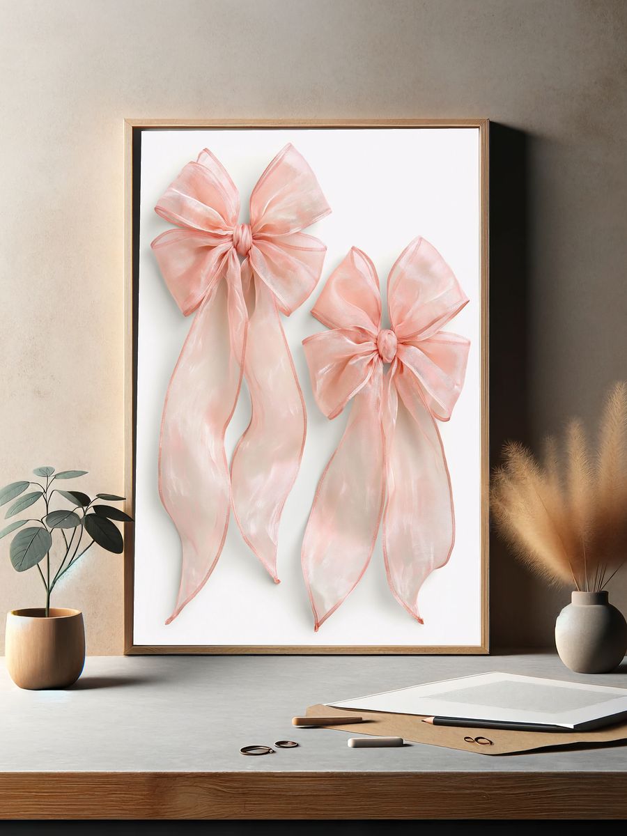 Blush Organza Bow Print. — room view 2