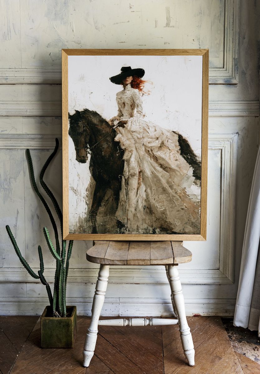 Equestrian Fashion Portrait Print. room preview
