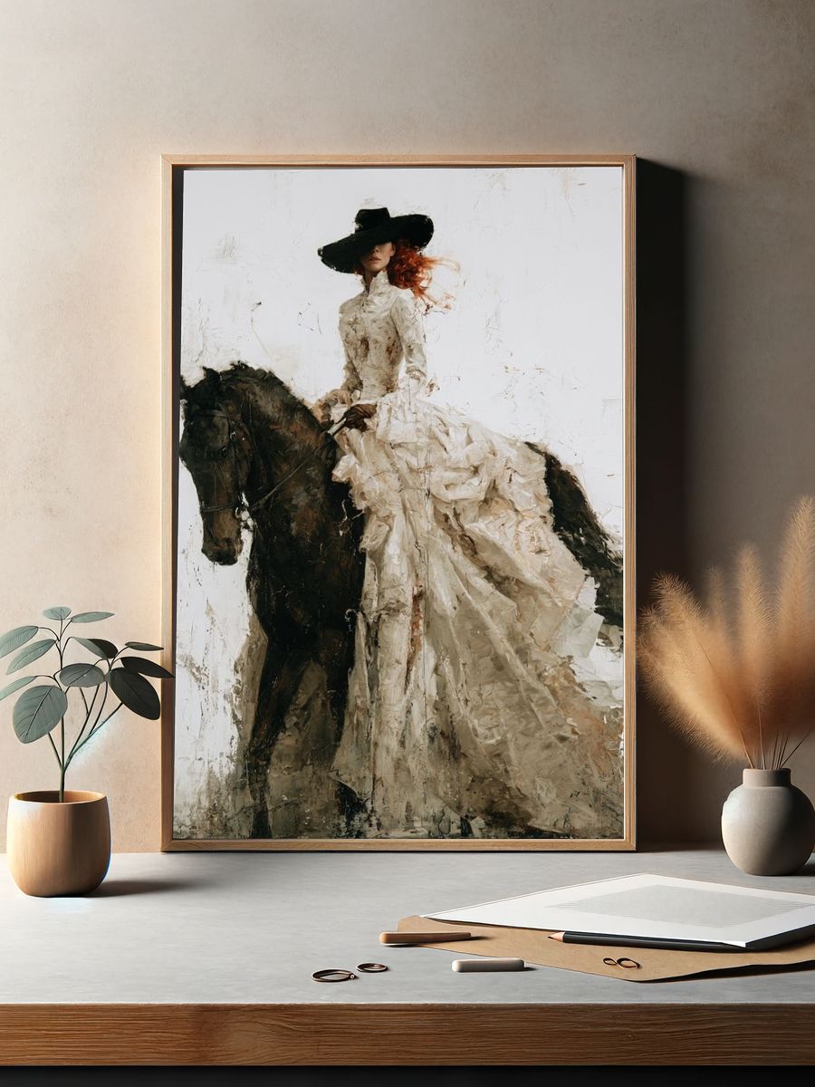 Equestrian Fashion Portrait Print. — room view 2