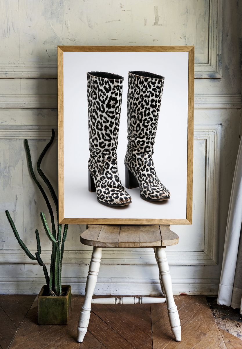 Leopard Print Boots Fashion Poster. room preview
