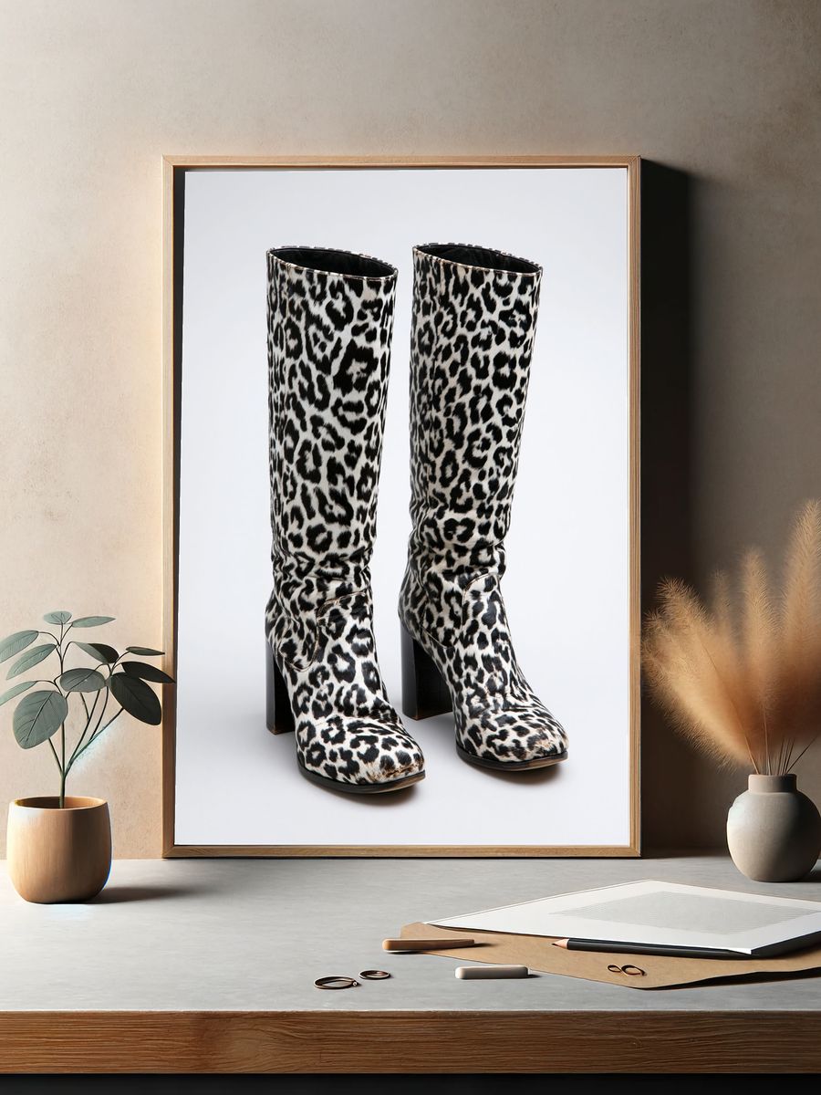 Leopard Print Boots Fashion Poster. — room view 2