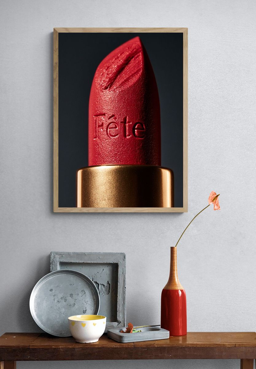 Red Lipstick Close-Up Poster. — room view 3
