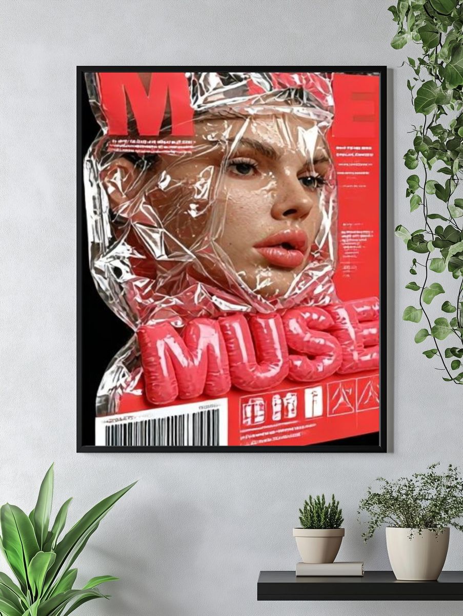 Glossy Red Fashion Portrait Poster. — room view 4