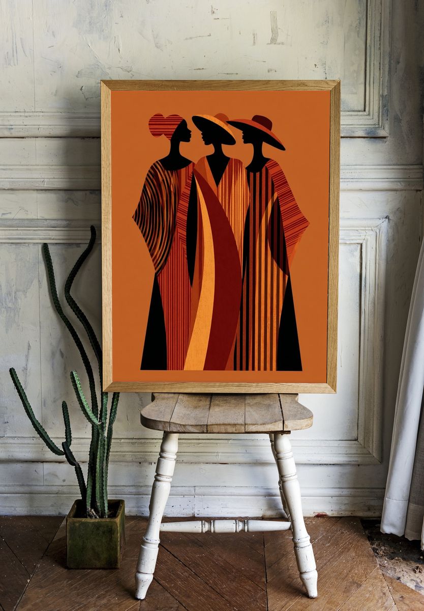 Three Women Silhouette Art Deco Poster. — room view 1
