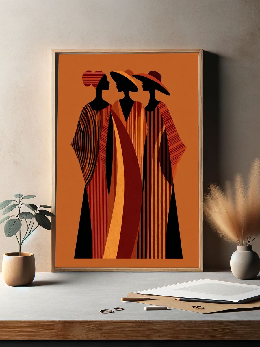 Three Women Silhouette Art Deco Poster. — room view 2