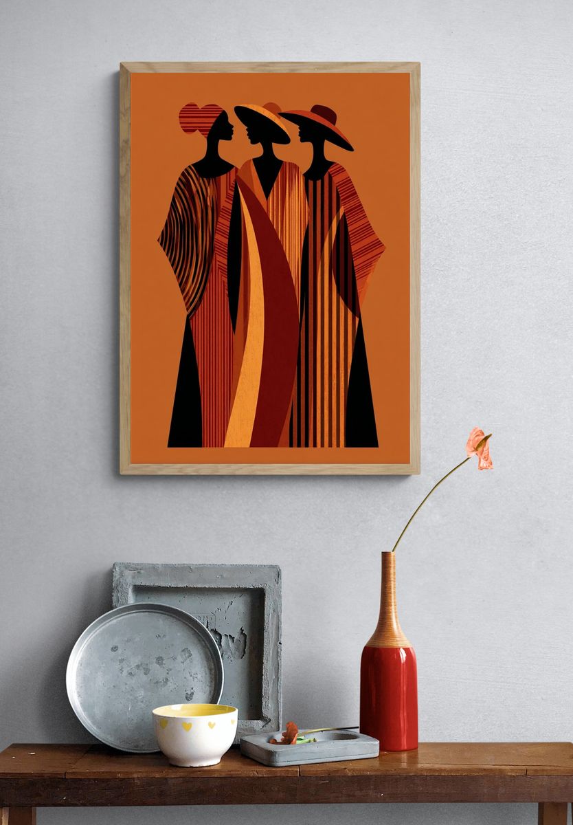 Three Women Silhouette Art Deco Poster. — room view 3