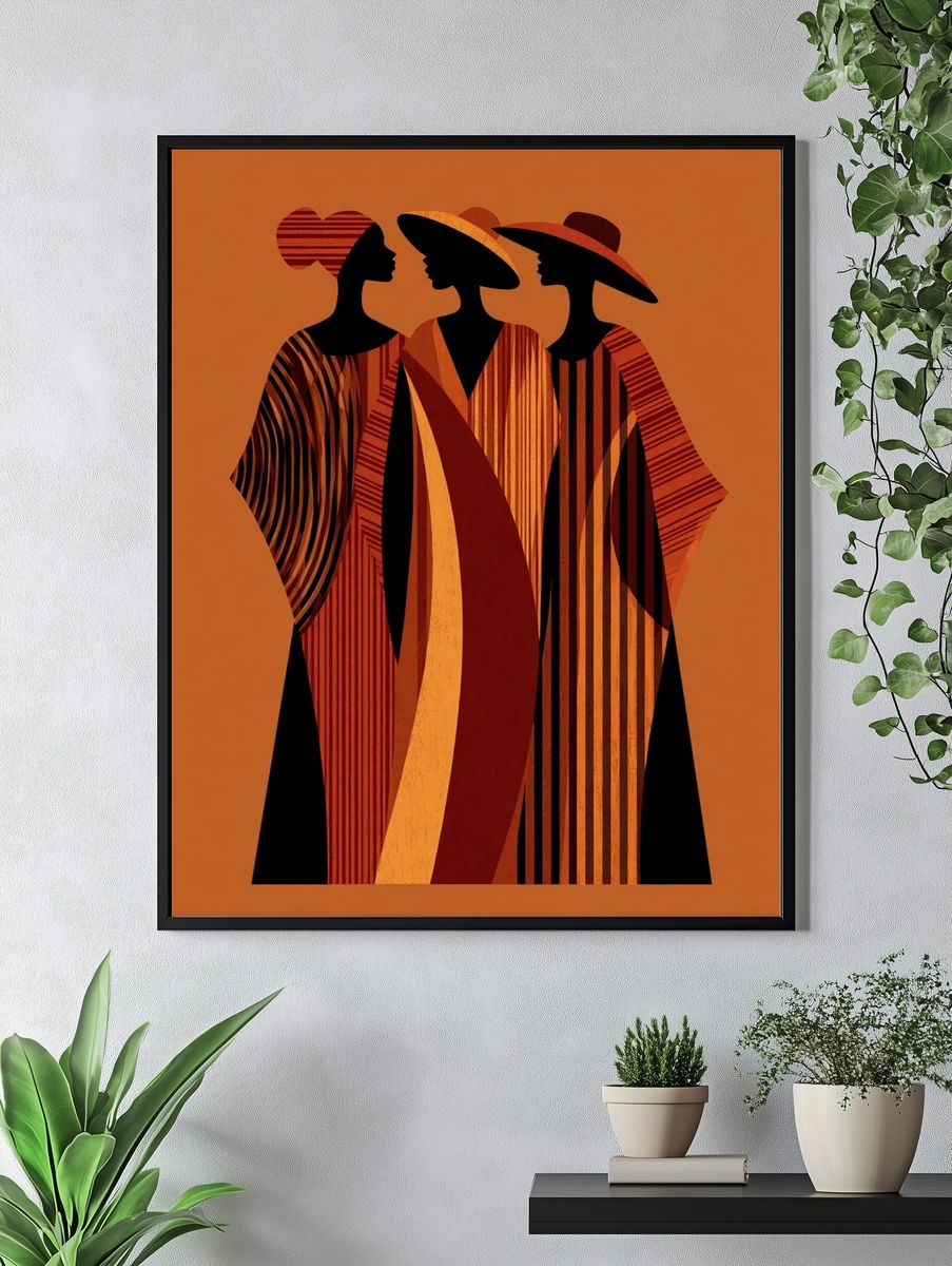 Three Women Silhouette Art Deco Poster. — room view 4