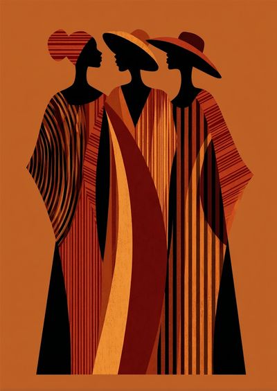 Three Women Silhouette Art Deco Poster. poster print