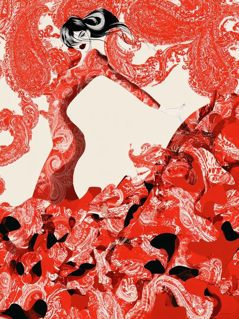 Red Fashion Silhouette Abstract Print. poster — fashion art