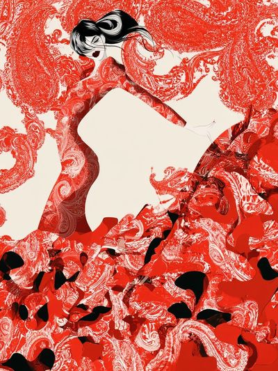 Red Fashion Silhouette Abstract Print. poster