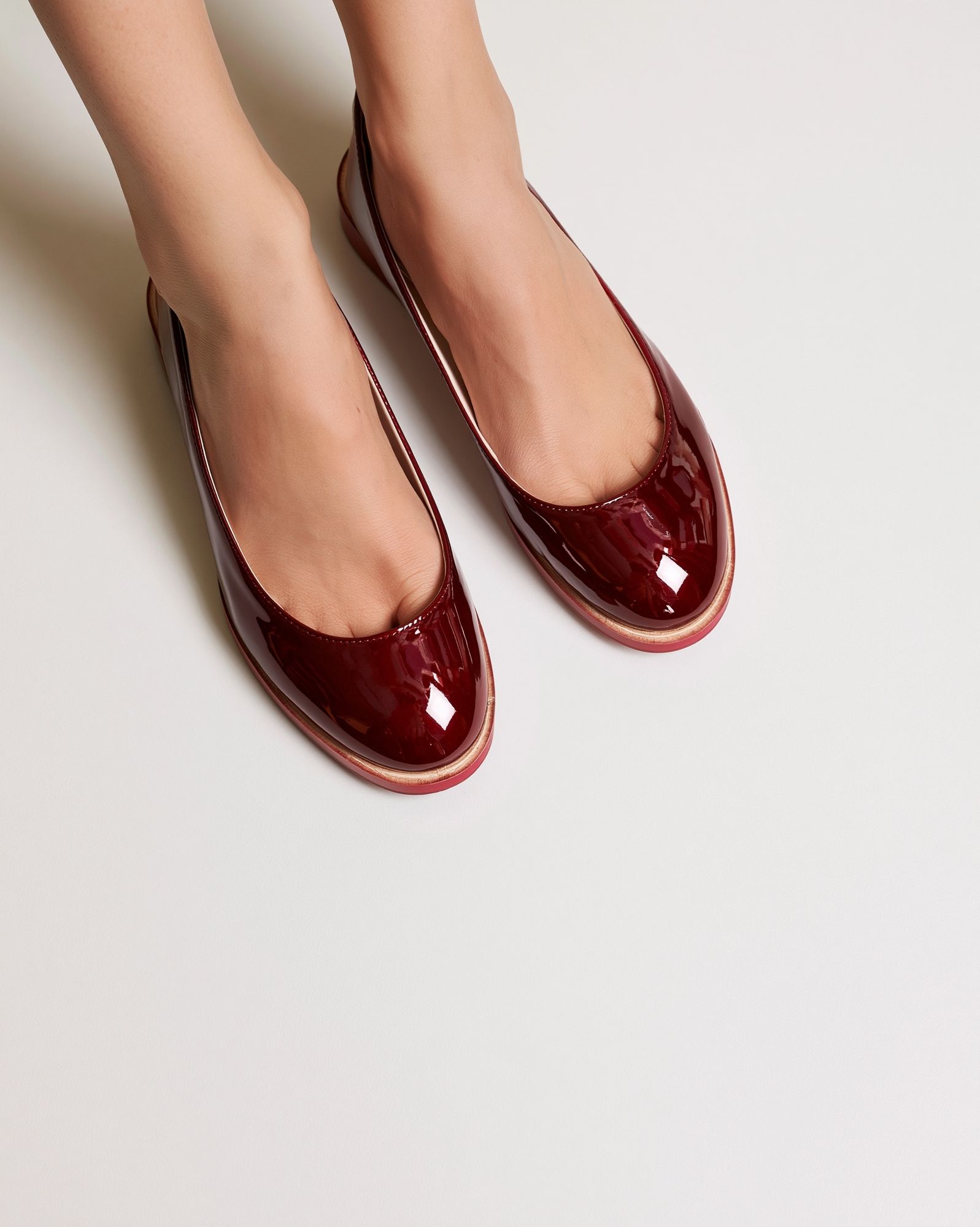 Burgundy Patent Flats Photography Poster. poster detail
