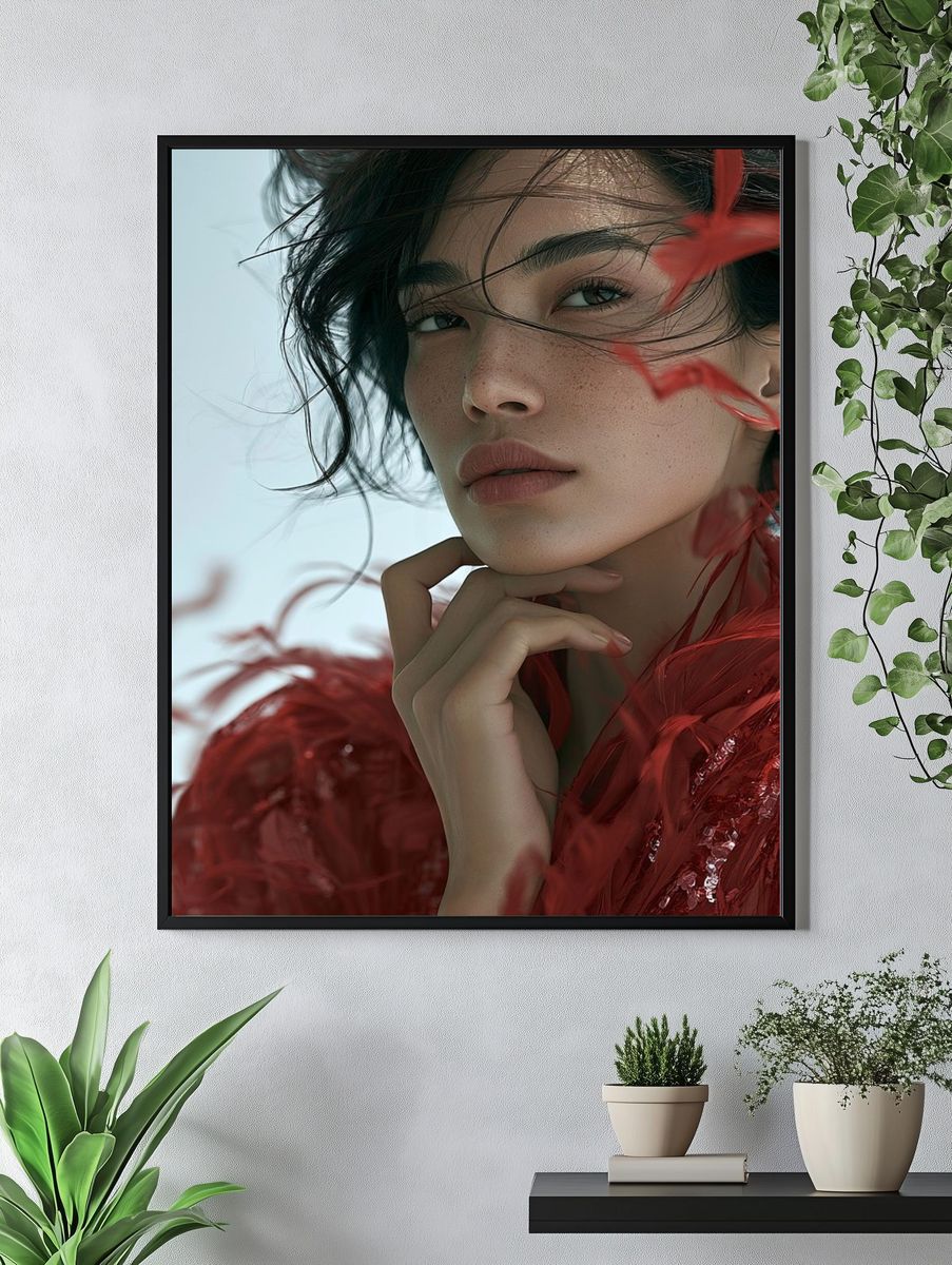 Red Feather Portrait Print. — room view 4
