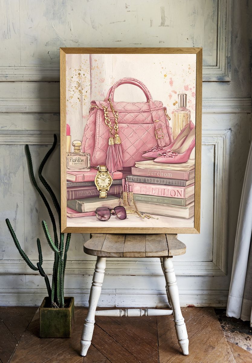 Pink Fashion Still Life Poster. room preview