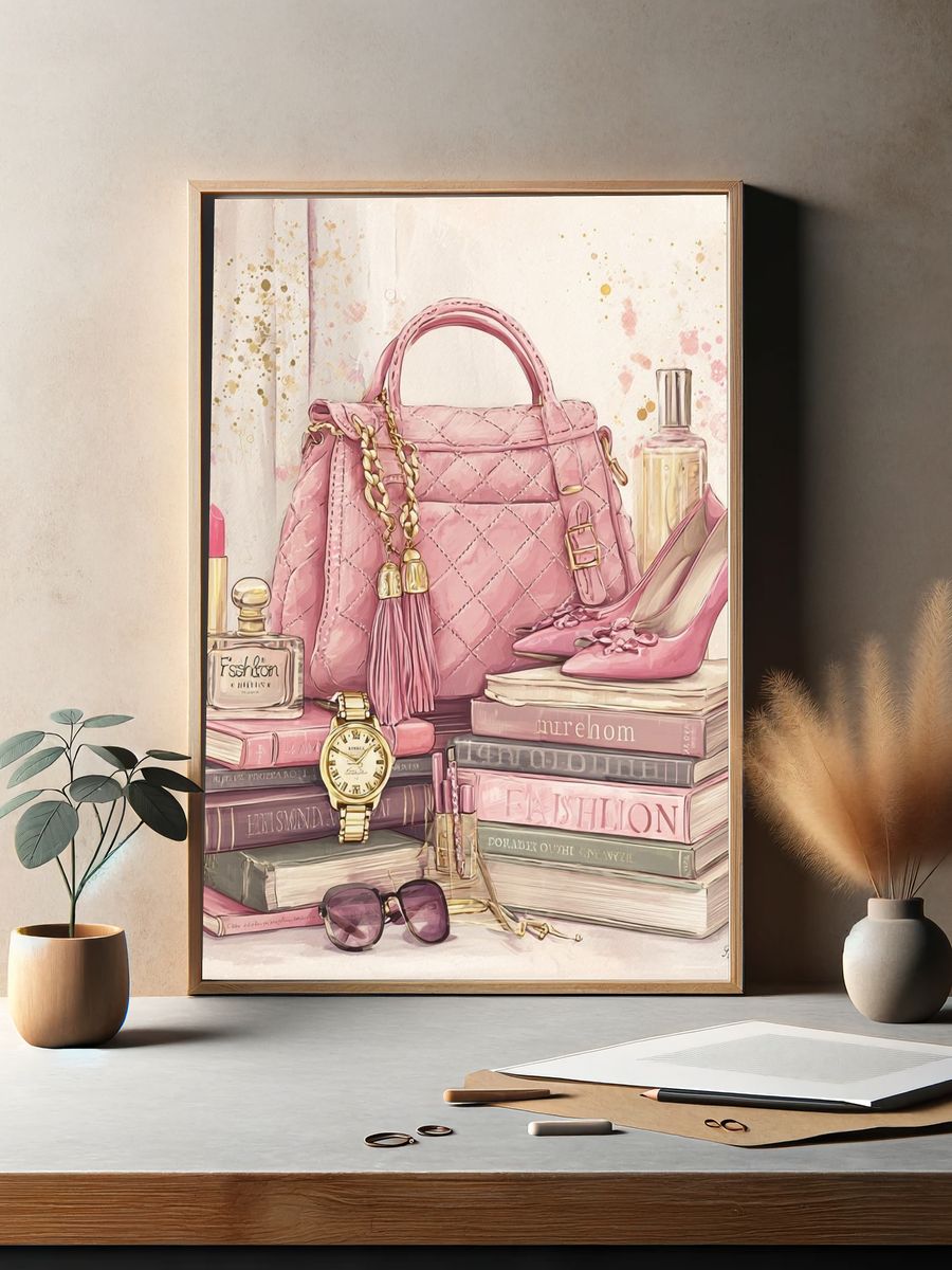Pink Fashion Still Life Poster. — room view 2