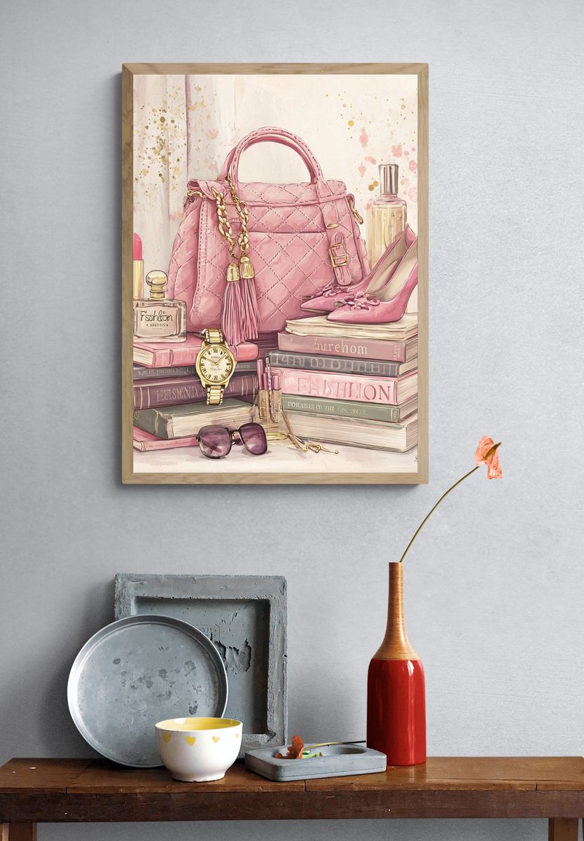 Pink Fashion Still Life Poster. — room view 3