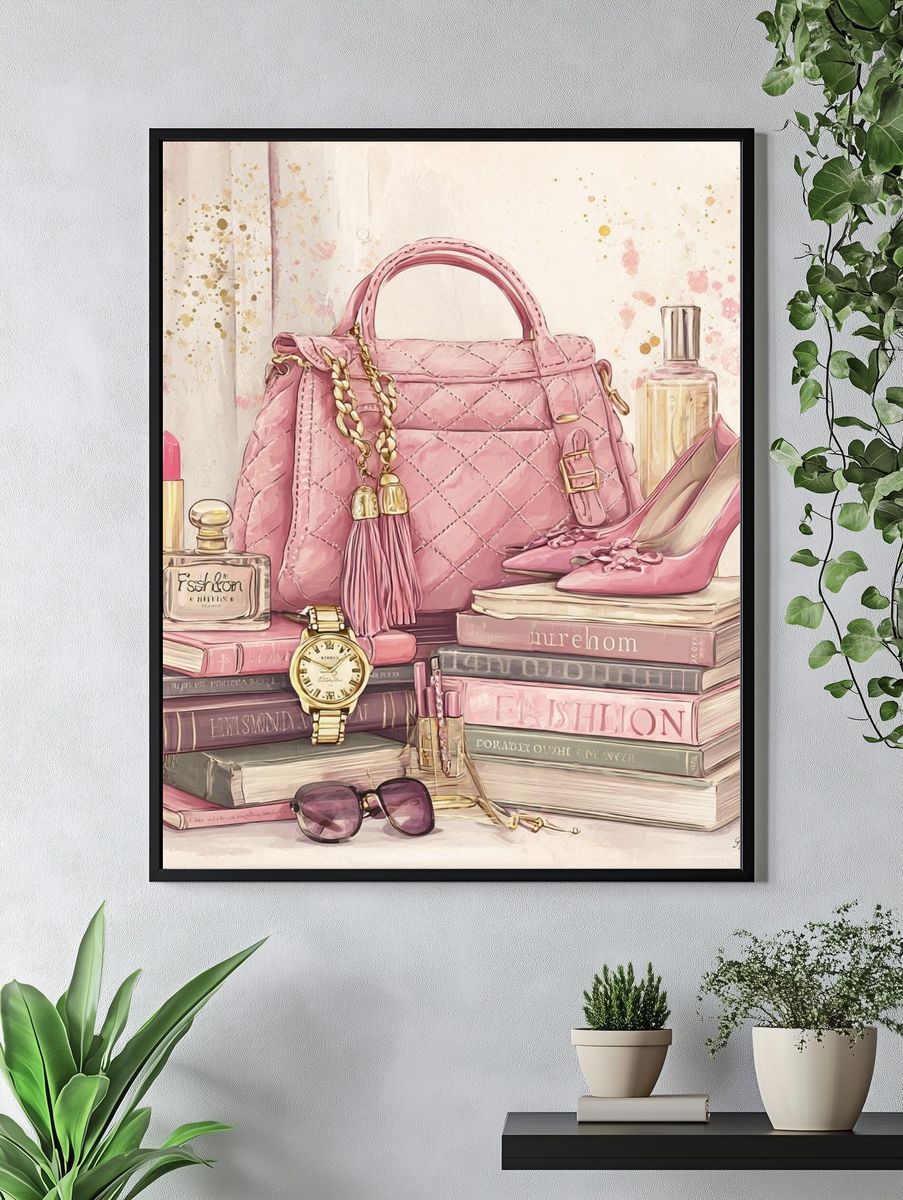 Pink Fashion Still Life Poster. — room view 4