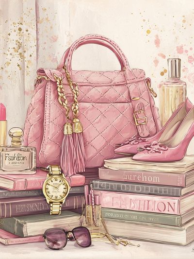 Pink Fashion Still Life Poster. poster