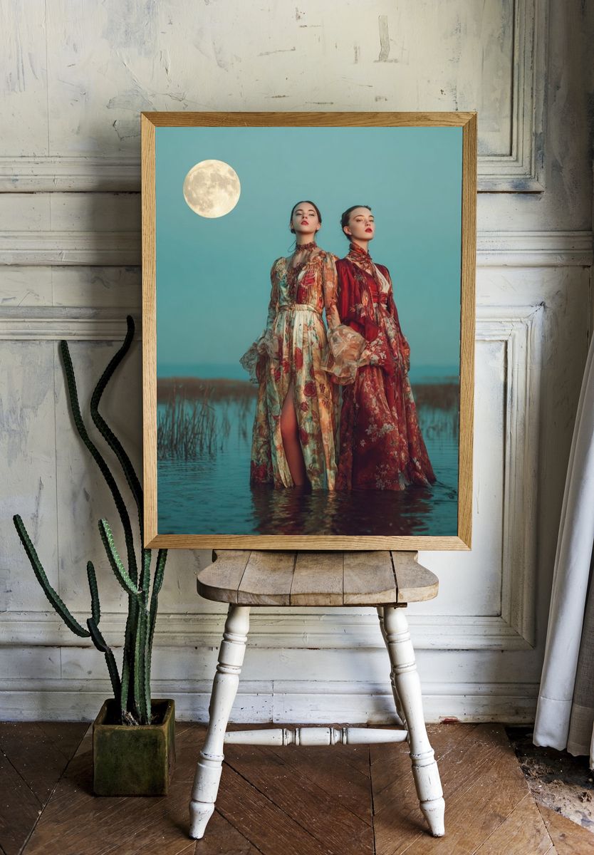 Moonlit Fashion Portrait Print. — room view 1