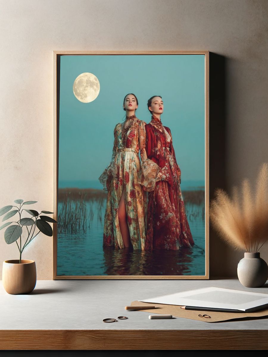 Moonlit Fashion Portrait Print. — room view 2