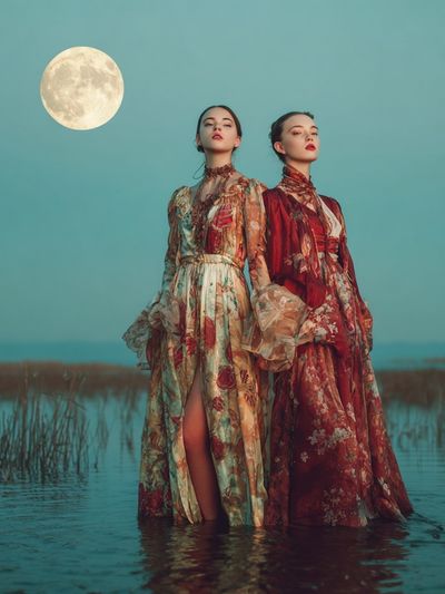 Moonlit Fashion Portrait Print. poster print
