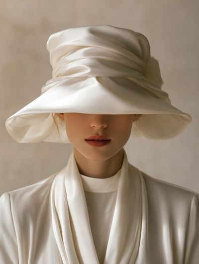 Elegant White Hat Portrait Print