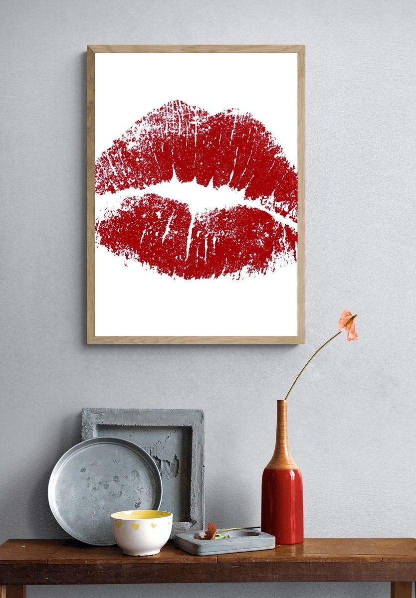 Red Lip Print Poster. — room view 3