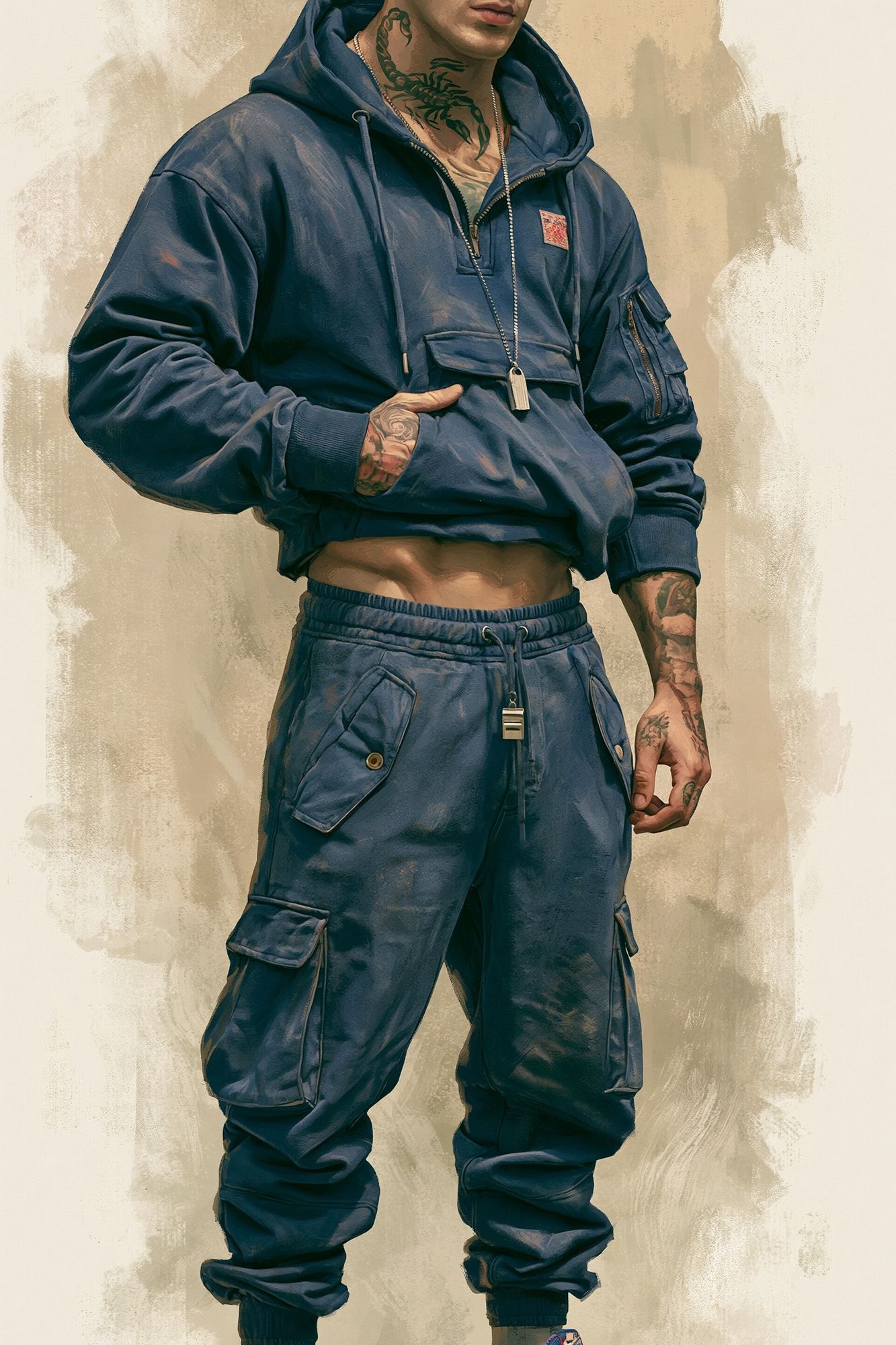 Tattooed Streetwear Portrait Poster. poster detail