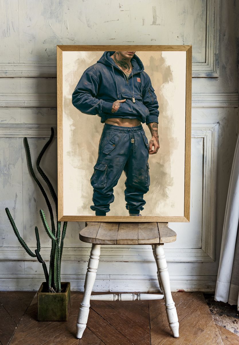 Tattooed Streetwear Portrait Poster. room preview