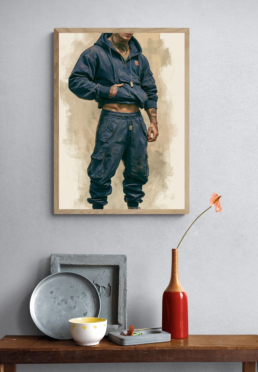 Tattooed Streetwear Portrait Poster. — room view 3