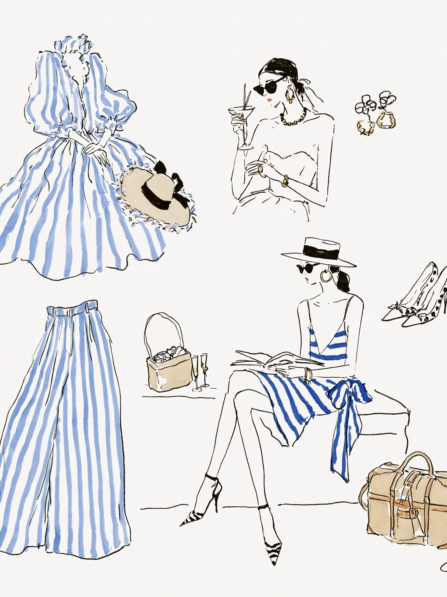 Fashion Sketch Collage Illustration Poster. poster detail