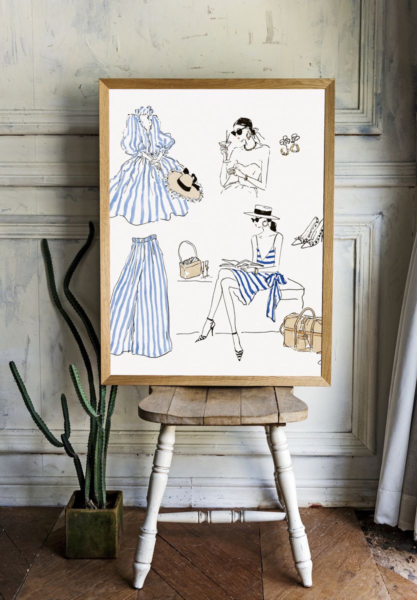 Fashion Sketch Collage Illustration Poster. room preview