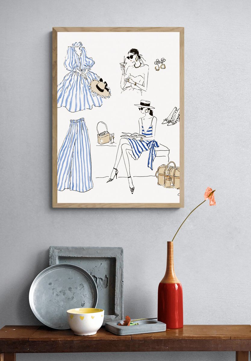 Fashion Sketch Collage Illustration Poster. — room view 3
