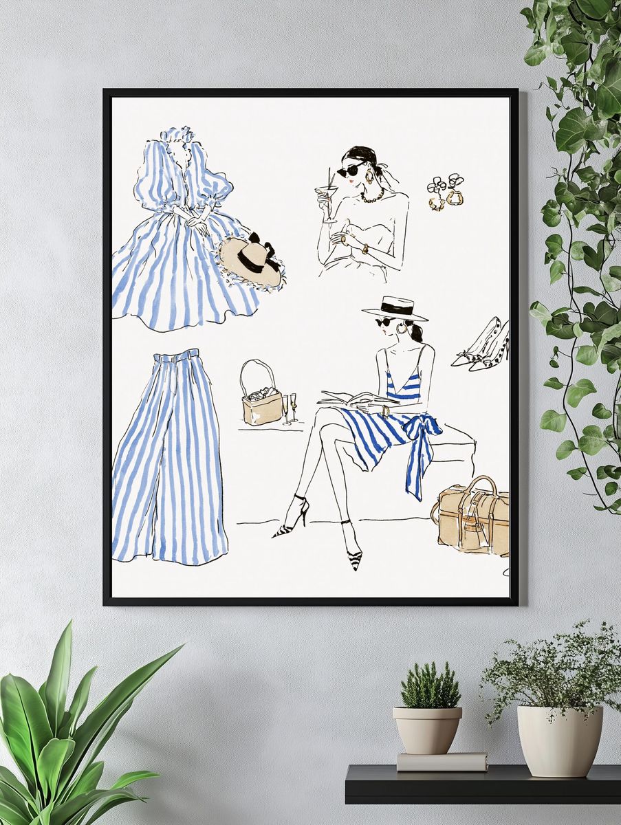 Fashion Sketch Collage Illustration Poster. — room view 4