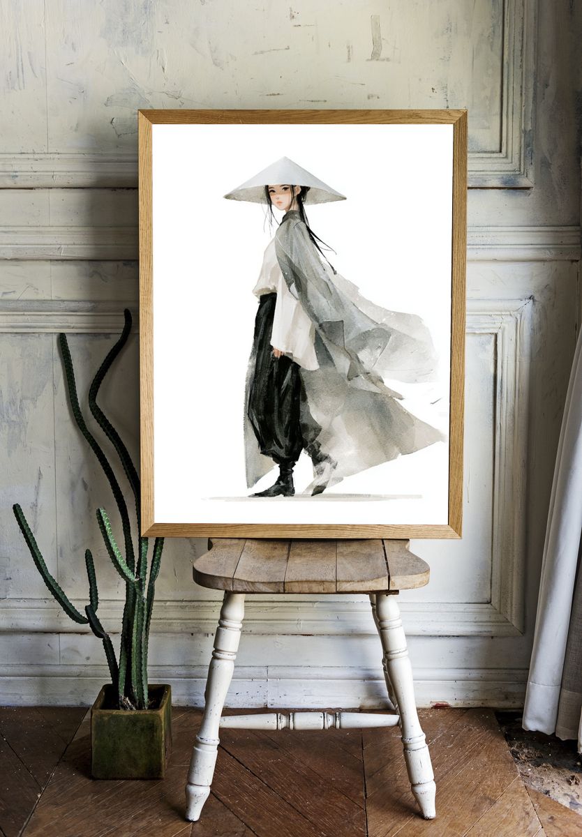Asian Fashion Watercolor Poster. room preview
