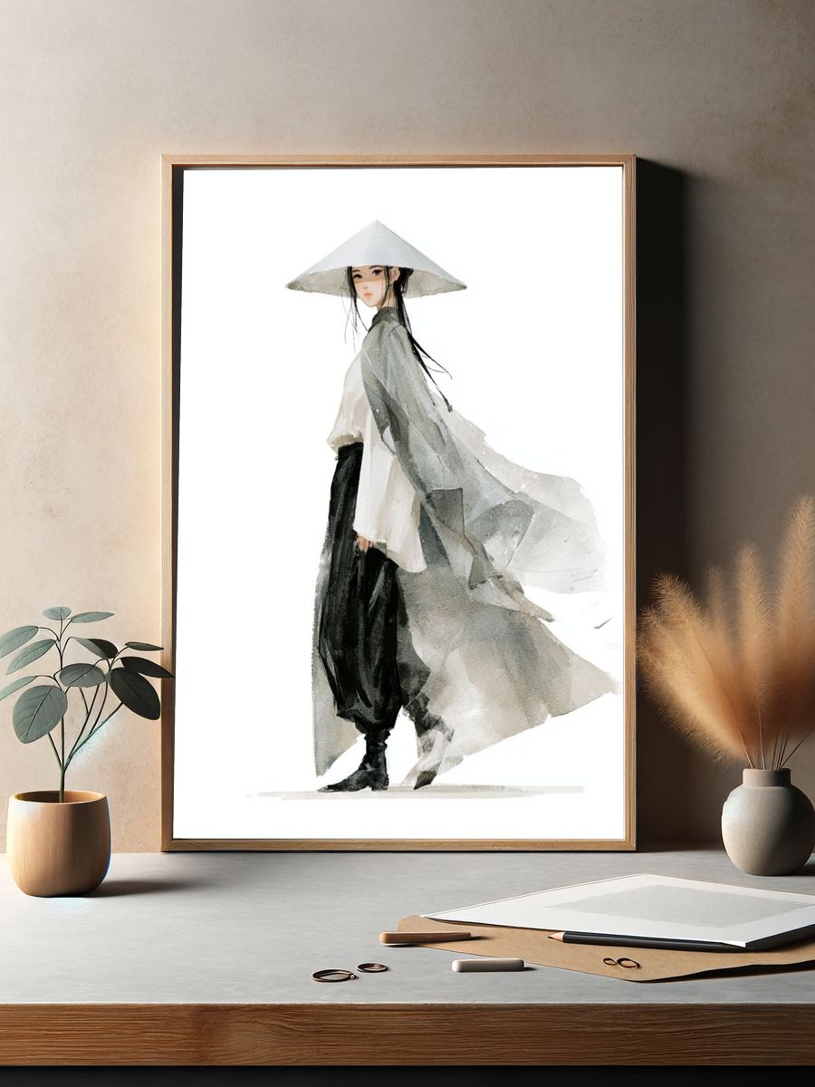 Asian Fashion Watercolor Poster. — room view 2