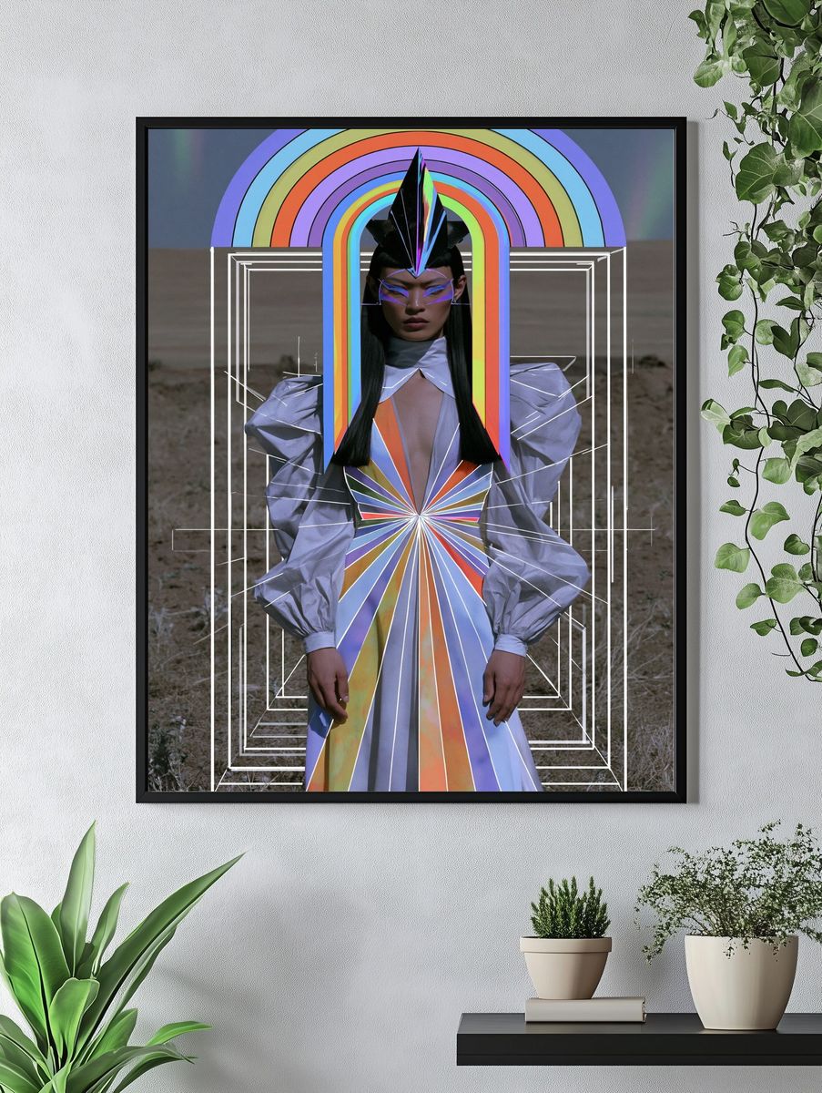 Futuristic Rainbow Fashion Portrait Poster. — room view 4
