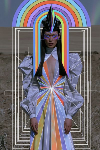 Futuristic Rainbow Fashion Portrait Poster.