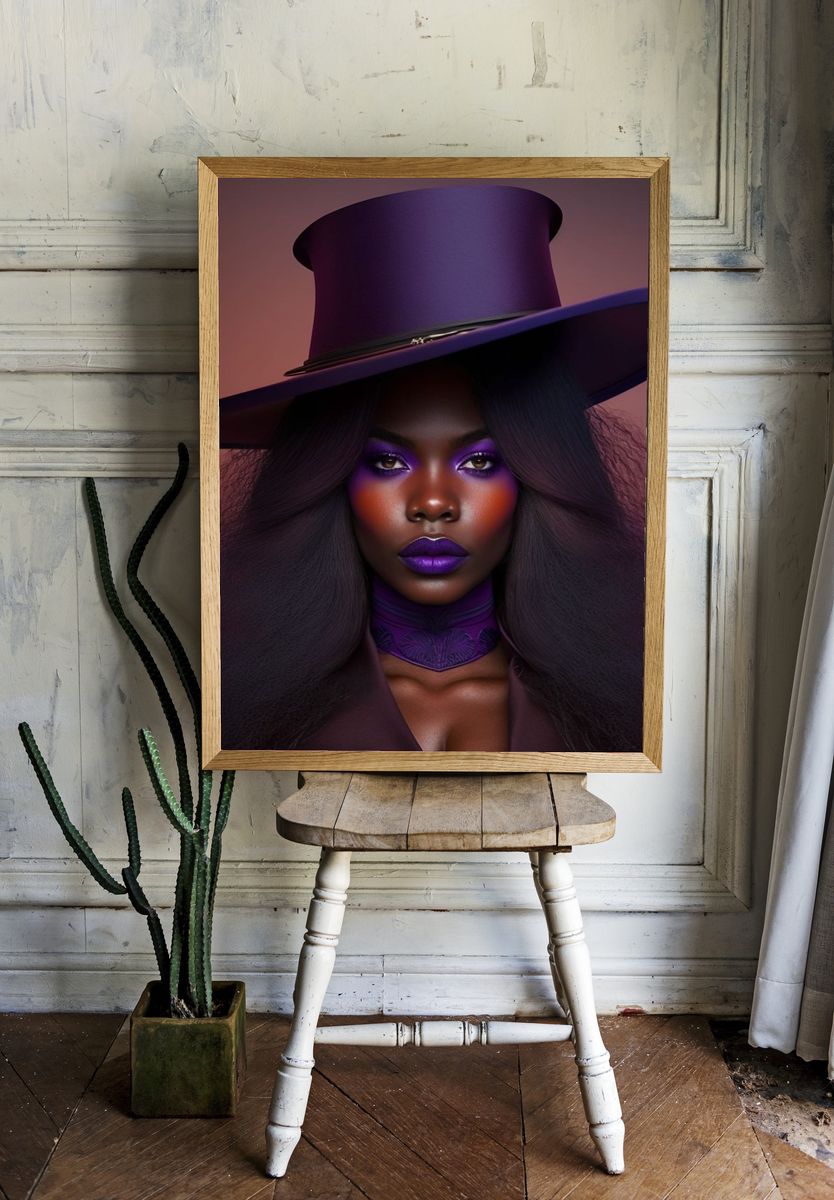 Purple Portrait Fashion Poster. room preview