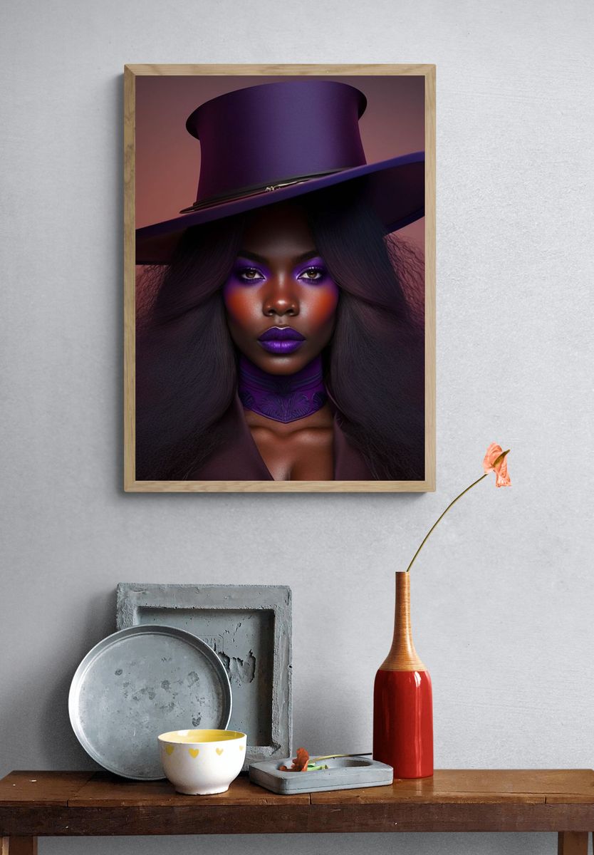 Purple Portrait Fashion Poster. — room view 3