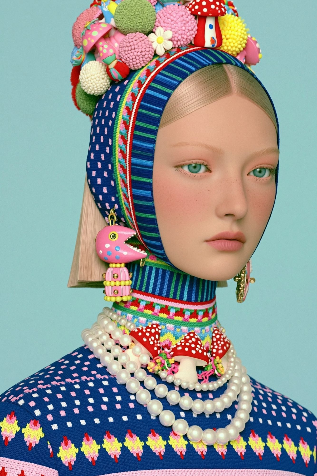 Whimsical Fashion Portrait Poster. poster detail