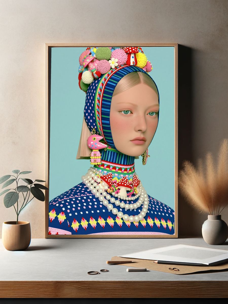 Whimsical Fashion Portrait Poster. — room view 2